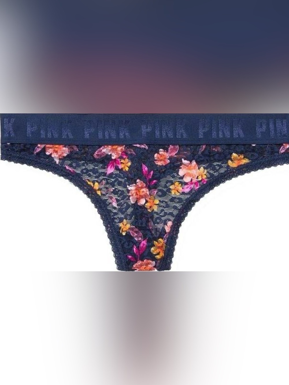 PINK Victoria's Secret Navy Lace Thong